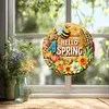 (US Only)Acrylic 2D Flat Hello Spring DIY Hanging Diamond Art Kits Wall Door Decoration