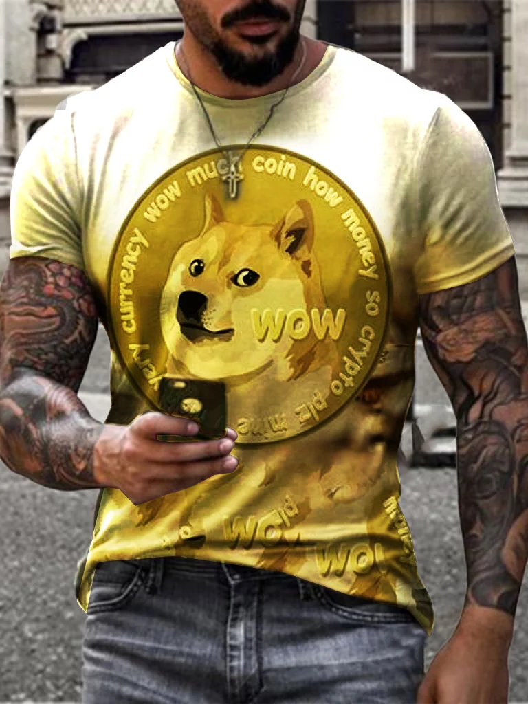 Fashion Trendy Print Dogecoin T-shirt / [viawink] /