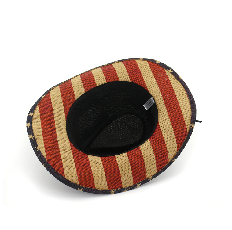 American Flag Vintage Western Cowboy Straw Hat-inspireuse
