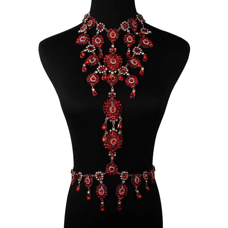 Dvacaman Summer Sex Body Jewelry Chain Handmade Multicolor Statement Necklace Jewelry Women Crystal Flower Pendant Necklace 8639