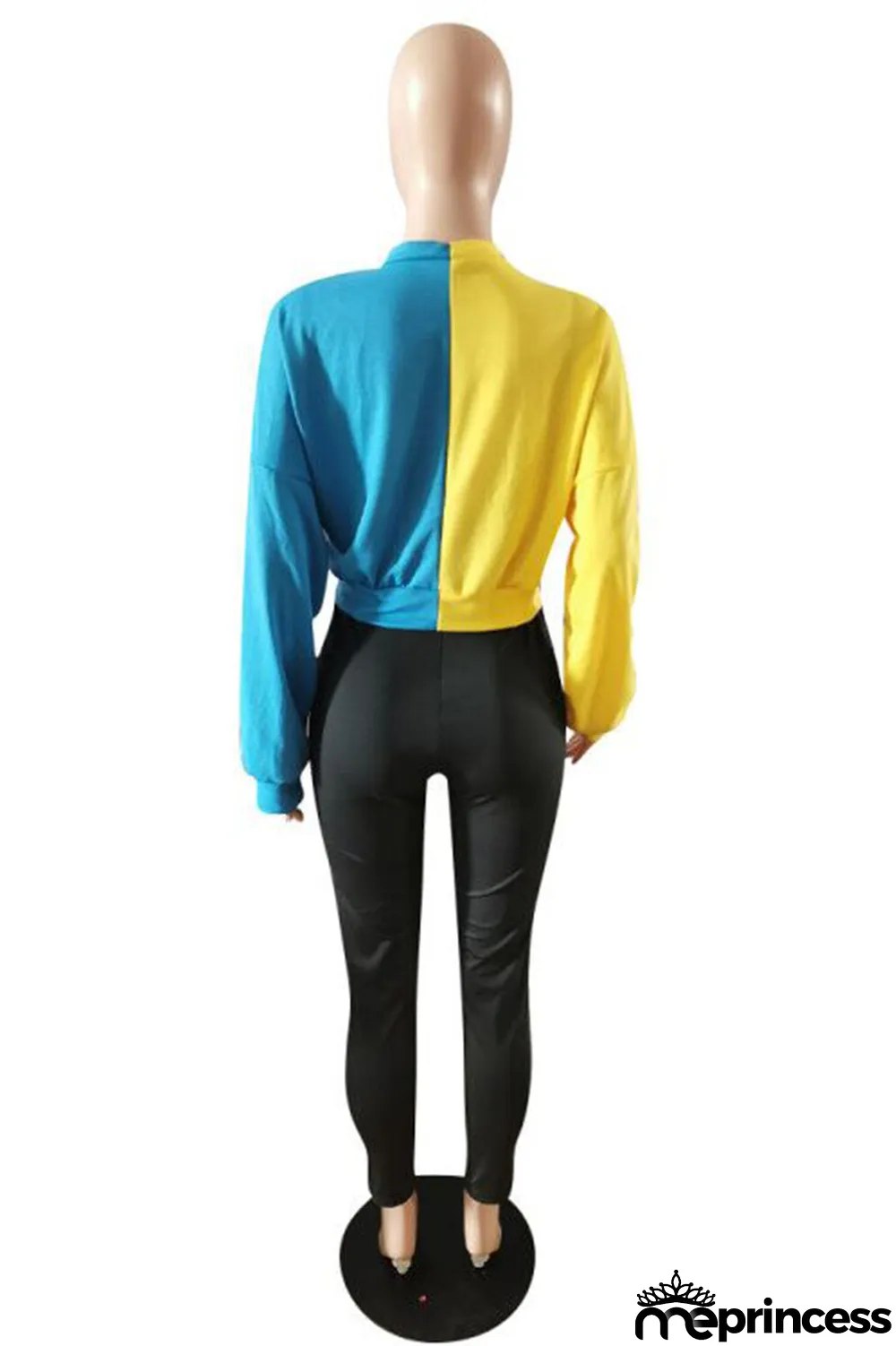 Grey Street Polyester Patchwork Split Joint O Neck Long Sleeve Regular Sleeve Two Pieces