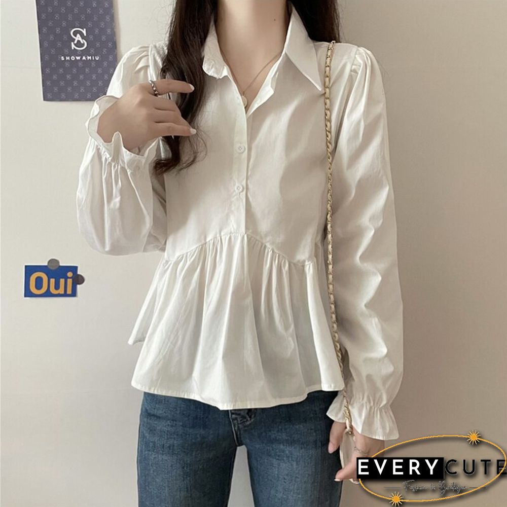Spring Autumn Design Ruffles Shirts Women Elegant Sailor Collar Ladies Blouses Casual