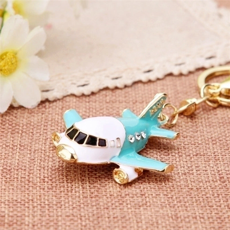 Cute Motorcycle Car Airplane Alloy Unisex Keychain3