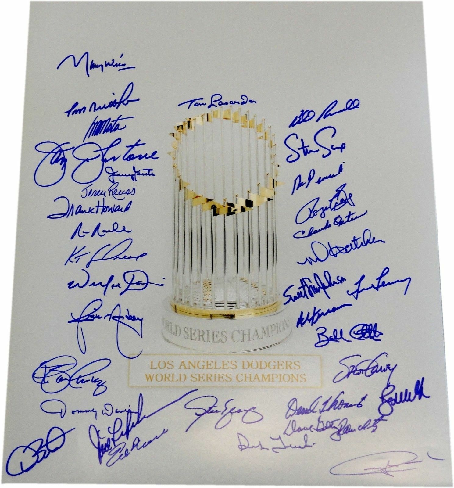 Tommy Lasorda Wills Stewart Sax Stewart Hand Signed 16x20 Photo Poster painting Dodgers Trophy