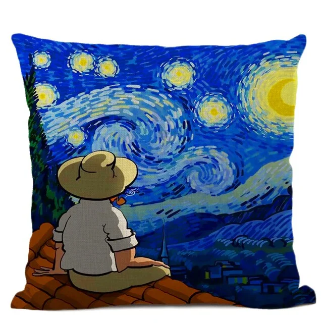 Linen Pillow Case - Oil Painting Van Gogh Self Portrait