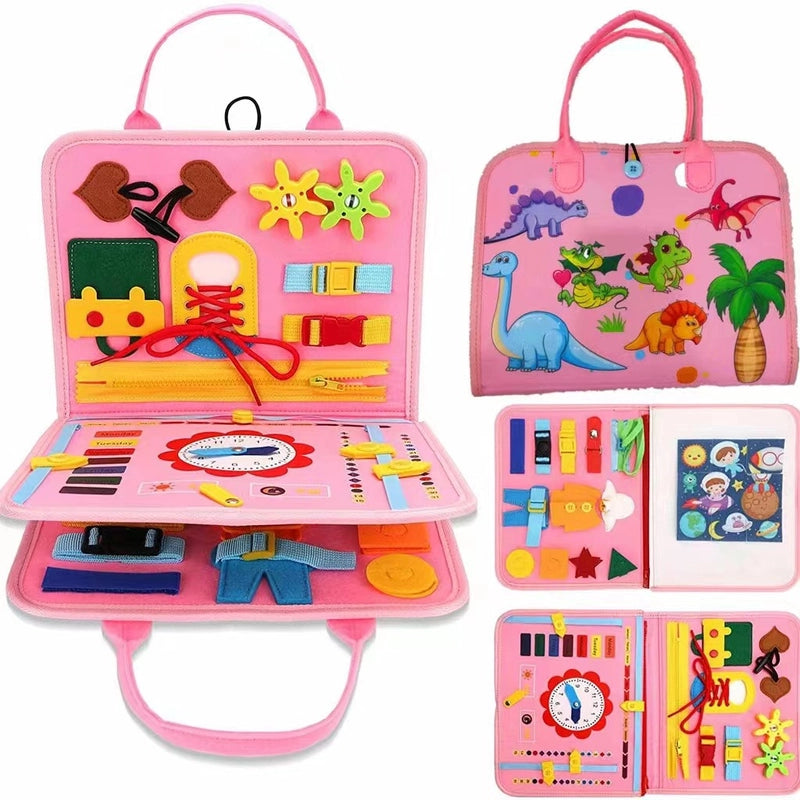New Cloth Busy Board Sensory Montessori Educational Book Felt Bag Toy Children Learning Board
