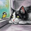 Cat And Birds-11CT Stamped Cross Stitch 40*40cm/15.75*15.75in