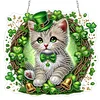 Diamond Painting Acrylic Four-Leaf Clover Cat Window Hanging Pendant for Home Decor