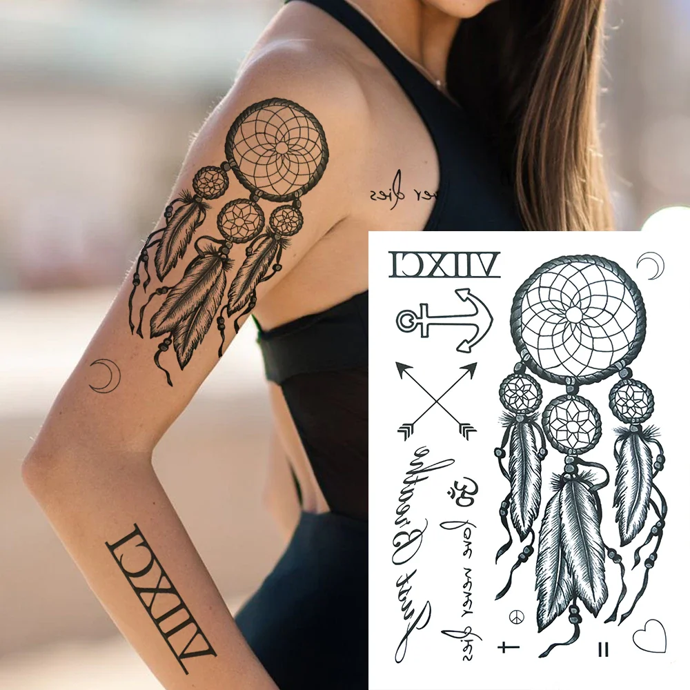 Sdrawing Lily Flower Temporary Tattoos For Women Adults Fake Lotus Orchid Dahlia Peony Tattoo Sticker Black Waterproof 3D Tatoos Arm