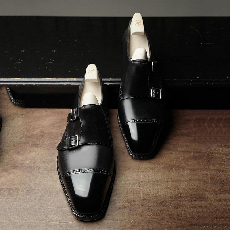 Men's fashion business high-end glossy monk shoes