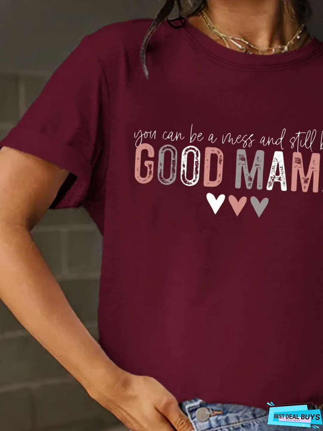 Full Size Letter Graphic Round Neck Short Sleeve T-Shirt