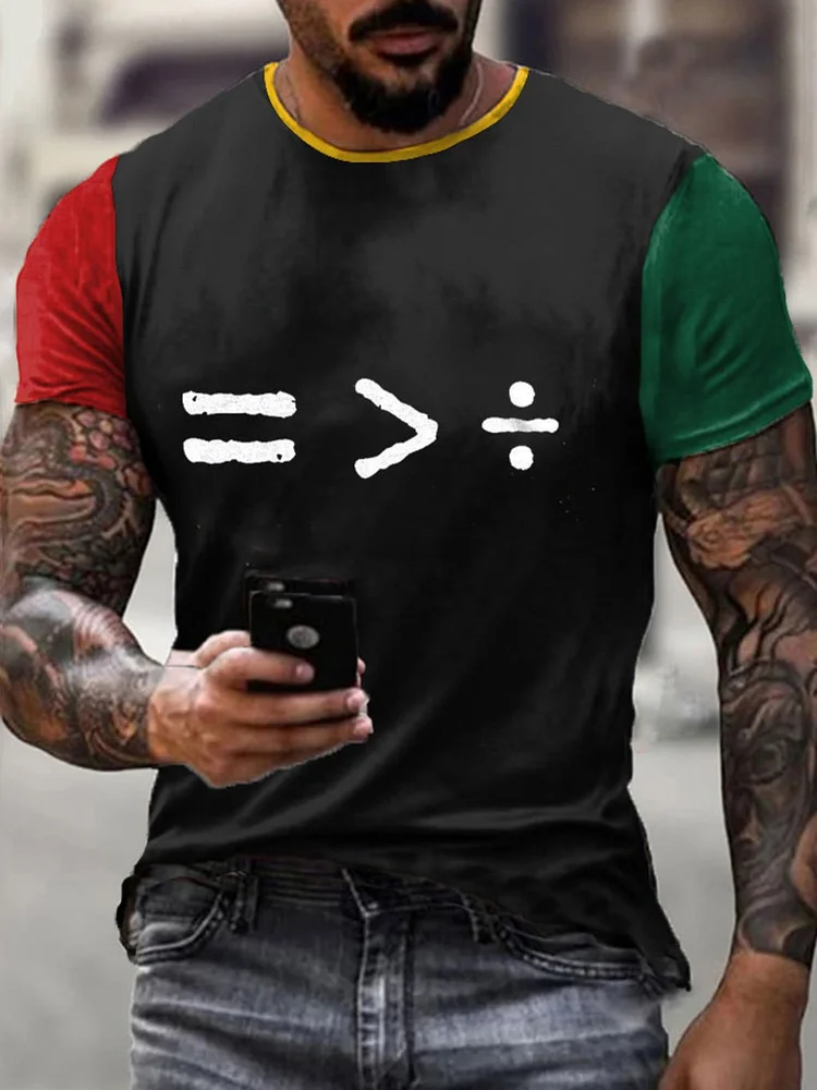 Men's Black History Equality Is Geater Than Division Print T-Shirt 