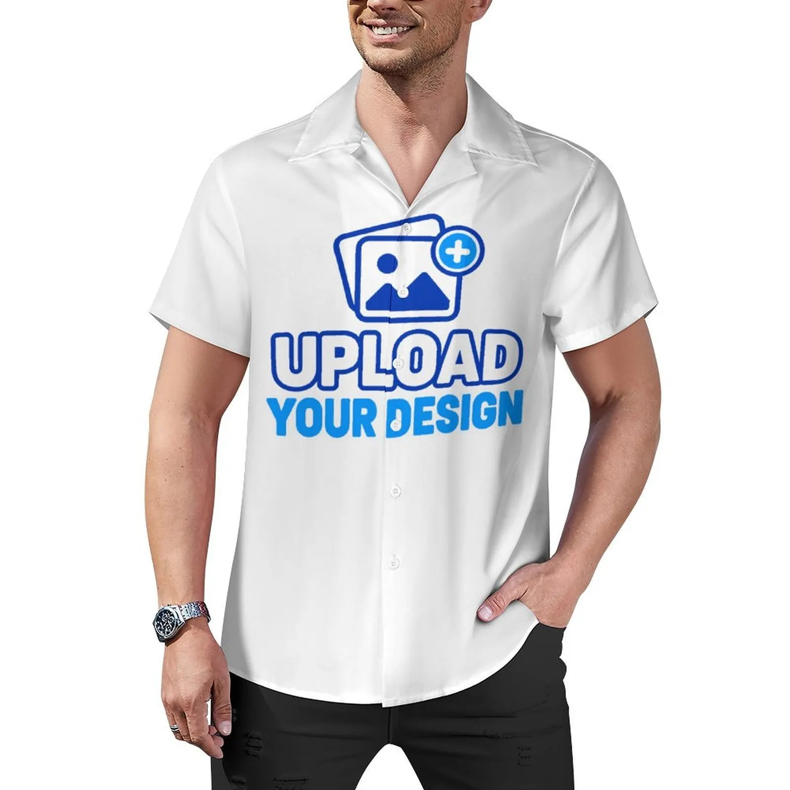 Men's Cuban collar shirt custom product view 9