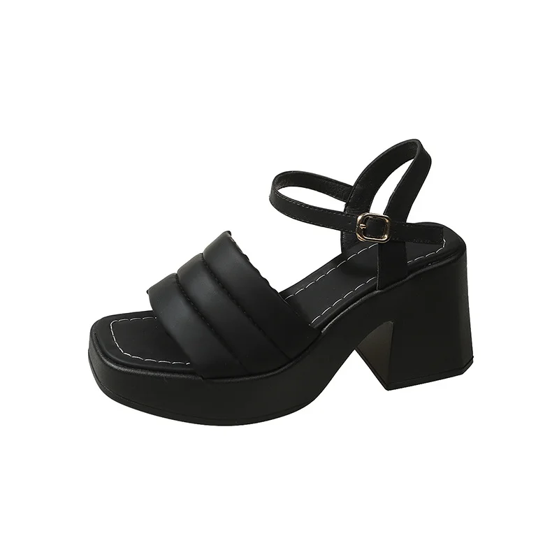 Tanguoant Tanguoant / Summer 2024 New Platform Sandals Thick Heel Square Head Female Summer Wear High Heel Broadband Shoes