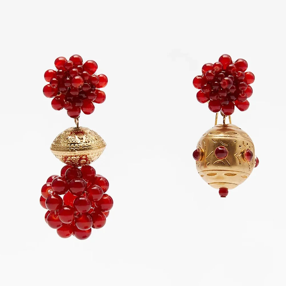 Dvacaman 2020 New Vintage Beaded Feldspar Drop Earrings for Women Boho Handmade Flower Rose Beads Tassel Earrings Dangle Jewelry