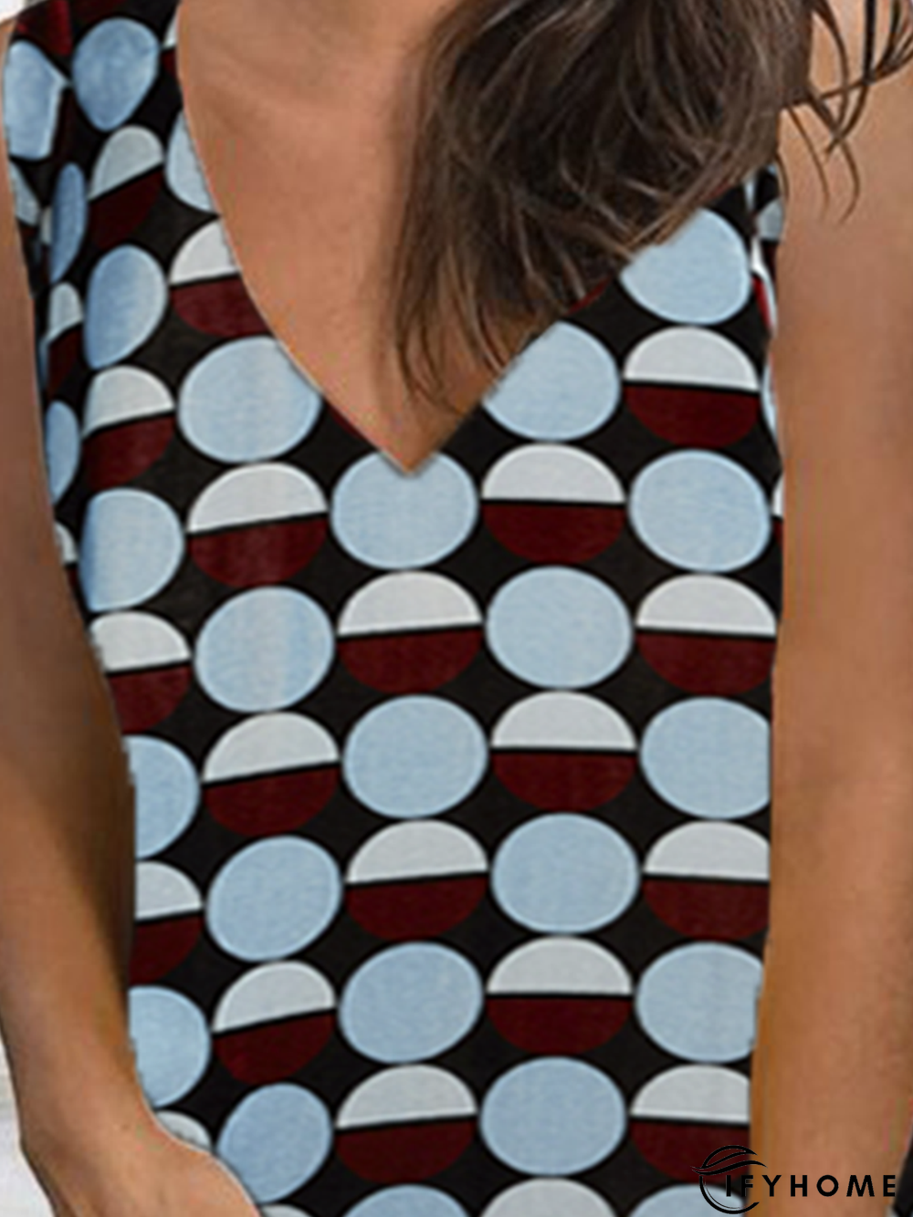 Polka Dots V Neck Vacation Cotton-Blend Tanks & Camis | IFYHOME