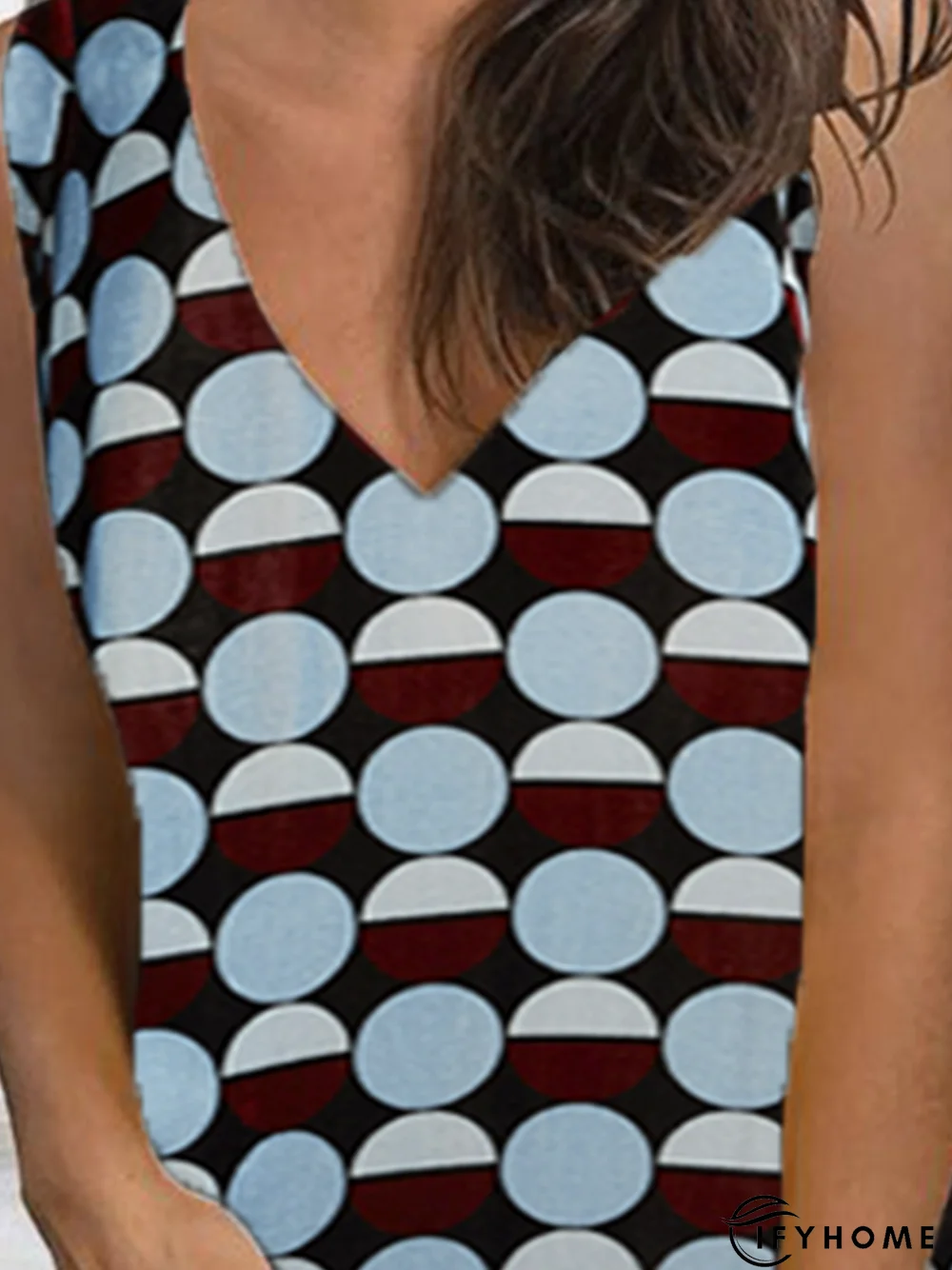 Polka Dots V Neck Vacation Cotton-Blend Tanks & Camis | IFYHOME