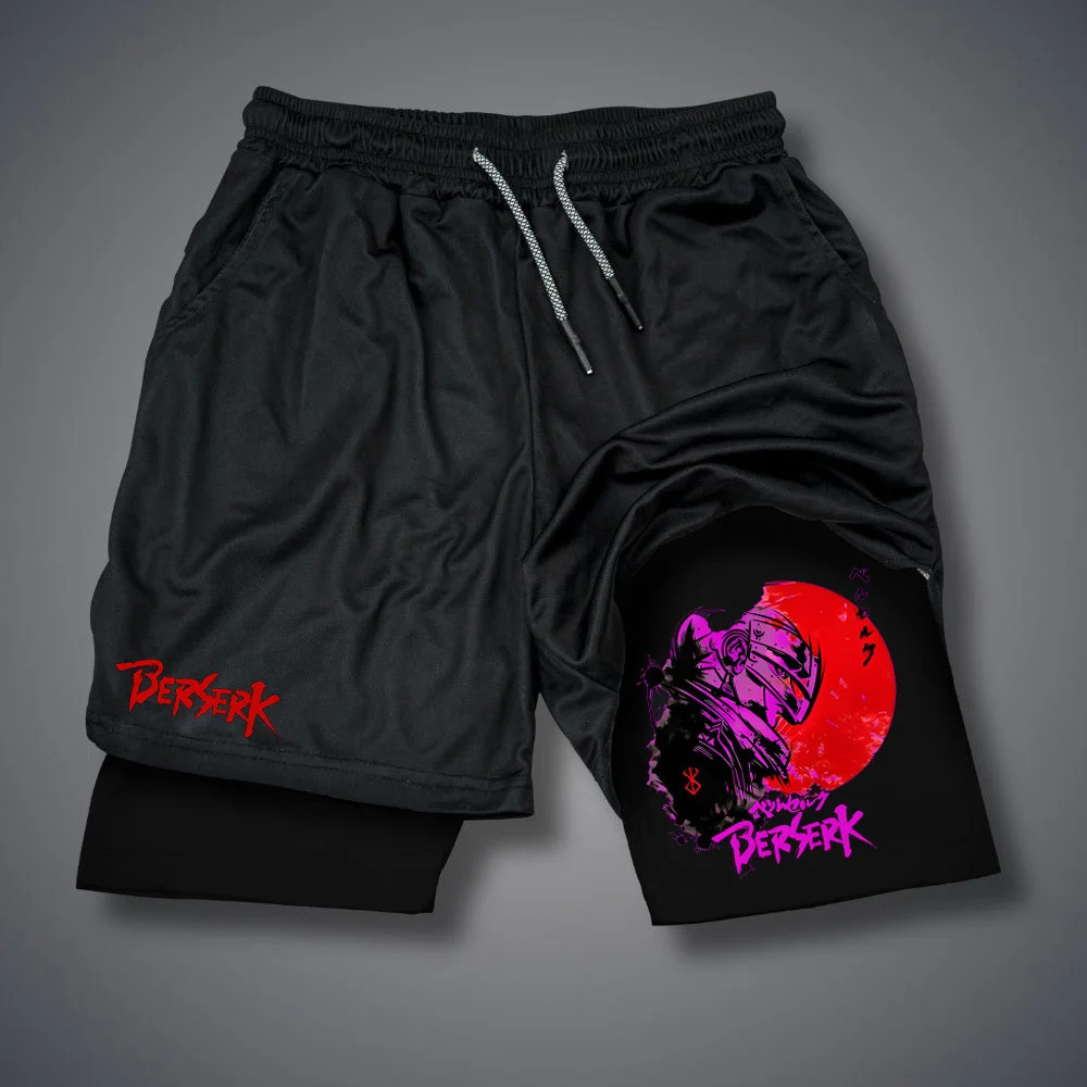 Anime Shorts, Adult Double Layer Beach Shorts, Fitness Pants、、URBENIE