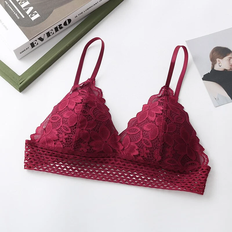 Fashion Lace Bralette Bra Triangle Cup Sexy Lingerie Wire Free Brassiere Female Underwear Seamless Bra Push Up Bras For Women