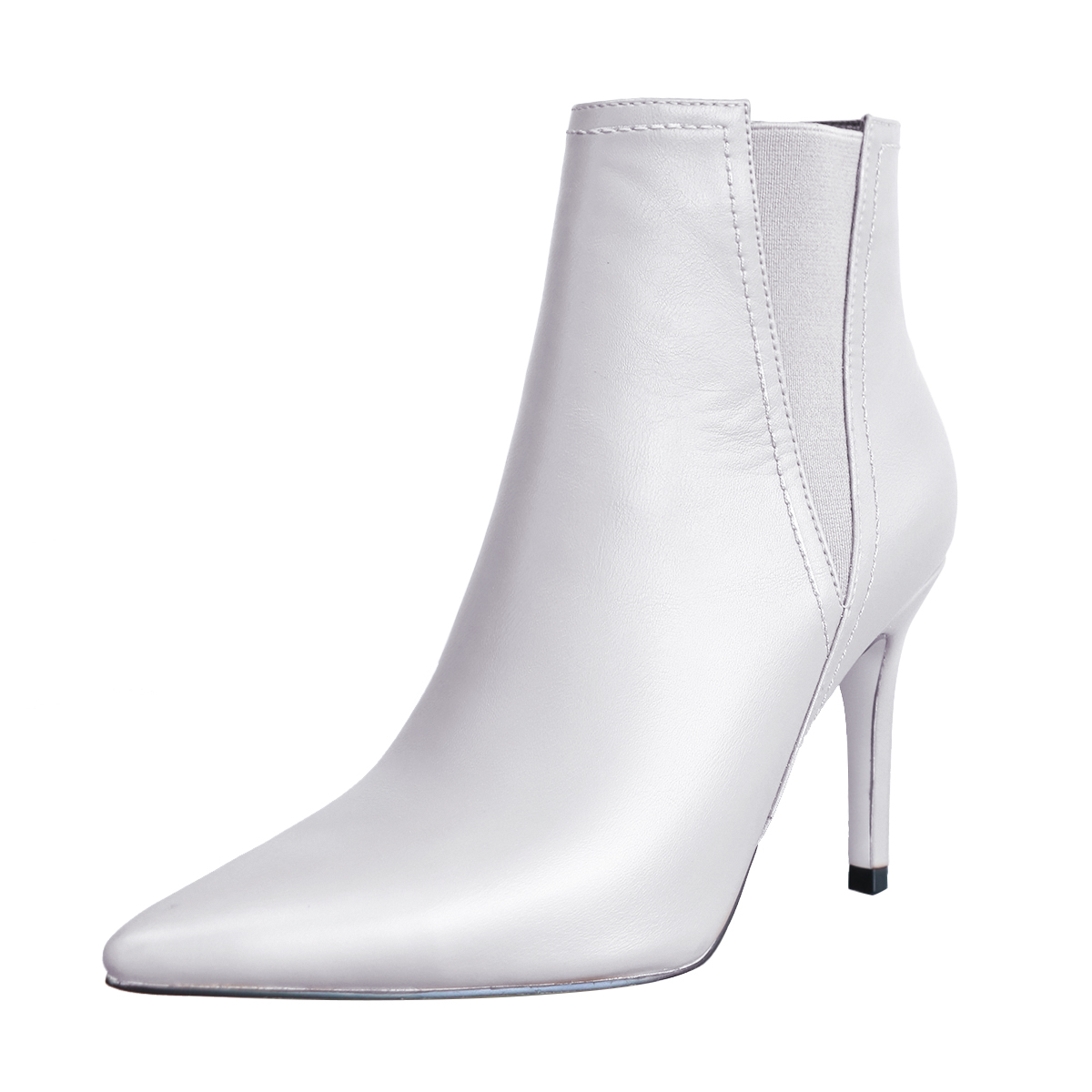 90mm Women Stiletto Middle Heel Pointed Toe Ankle Boots Matte-MERUMOTE