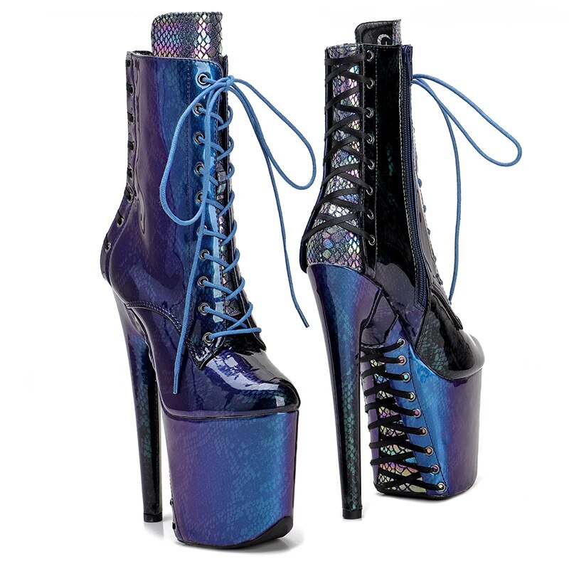 TAAFO 20CM/8inches Pole Dancing Shoes High Heel Platform Boots Closed Toe Pole Dance Boots