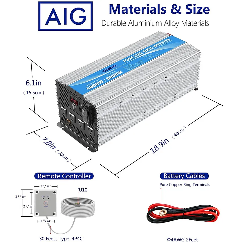 24V Inverter With Remote – 4000W Hardwire Power Kit