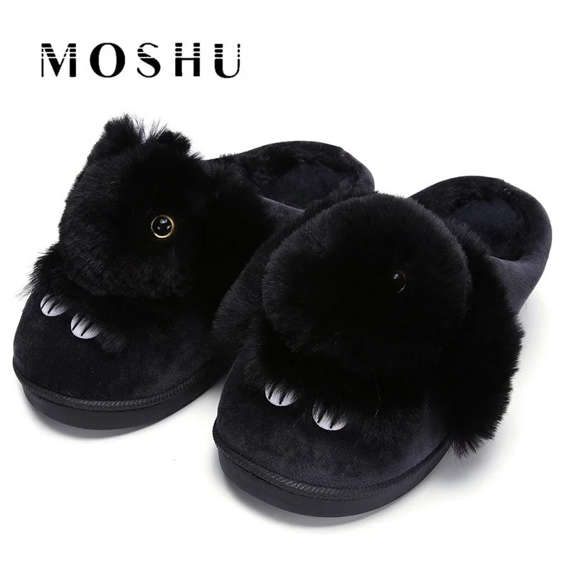 Women Winter Home Slippers Ladies Rabbit Animal Prints Fur Warm Slides Indoor Soft Casual Shoes for Women Sandals Plus Size