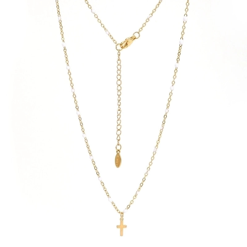 Stainless Steel Titanium Steel Minimalist Cross Enamel Plating Pendant Necklace