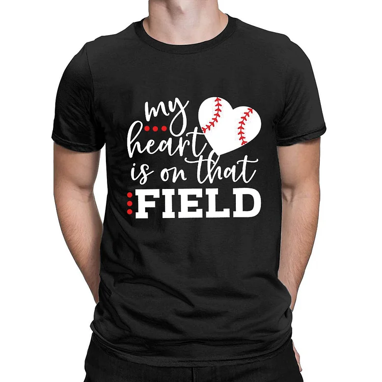 My Heart is on That Field Mens Short Sleeve Print T-Shirt-00142-Annaletters