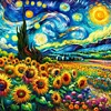 Starry Sky Sunflower - 18CT Counted Cross Stitch - 50*50cm - Flower