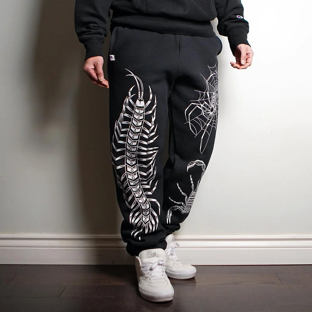 Centipede Spider Scorpion Print Casual Men's Pants