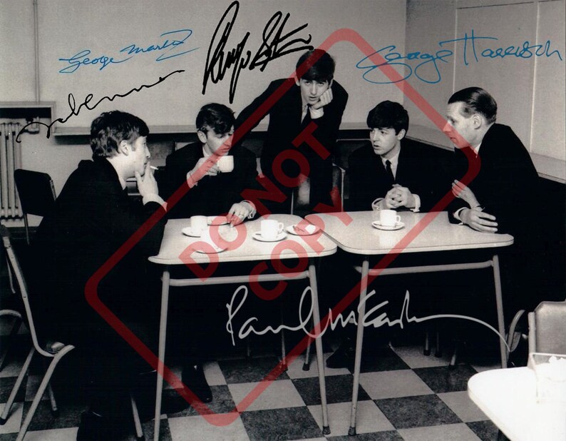 The Beatles with George Martin 8.5x11 Autographed Signed Reprint Photo Poster painting