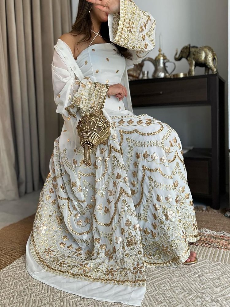 Floral Print Dress and White Tunic Set