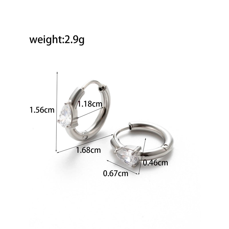 1 Pair French Style Minimalist Korean Style Pentagram Geometric Heart Shape Plating Inlay 304 Stainless Steel Zircon Earrings