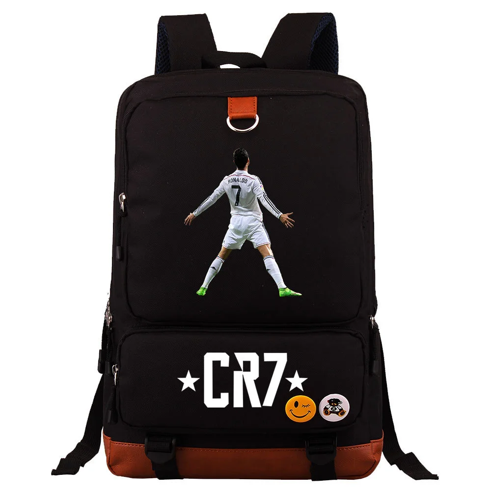 Buzzdaisy Cristiano Ronaldo Printed Square Backpack - Large Capacity and Laptop Compartment