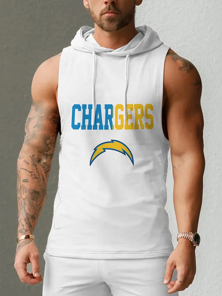 Los Angeles Chargers Men's  Casual Comfy Sleeveless Hooded Tank Top