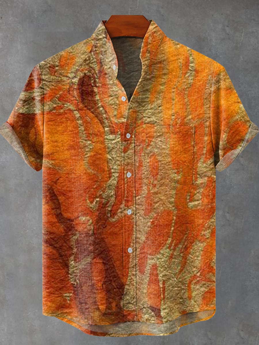 Vintage Art Quicksand Pattern Vintage Print Casual 100% Cotton Shirt
