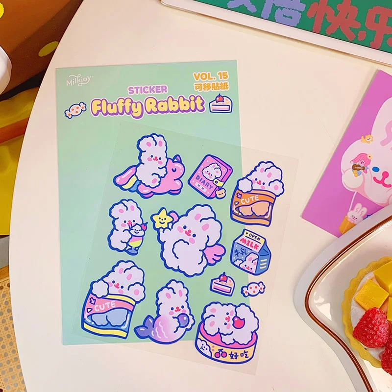 W&G Ins Korean Cartoon Rabbit Stickers Waterproof Hand Book Mobile Phone Case Hand Book Decoration Stickers Girl Cute