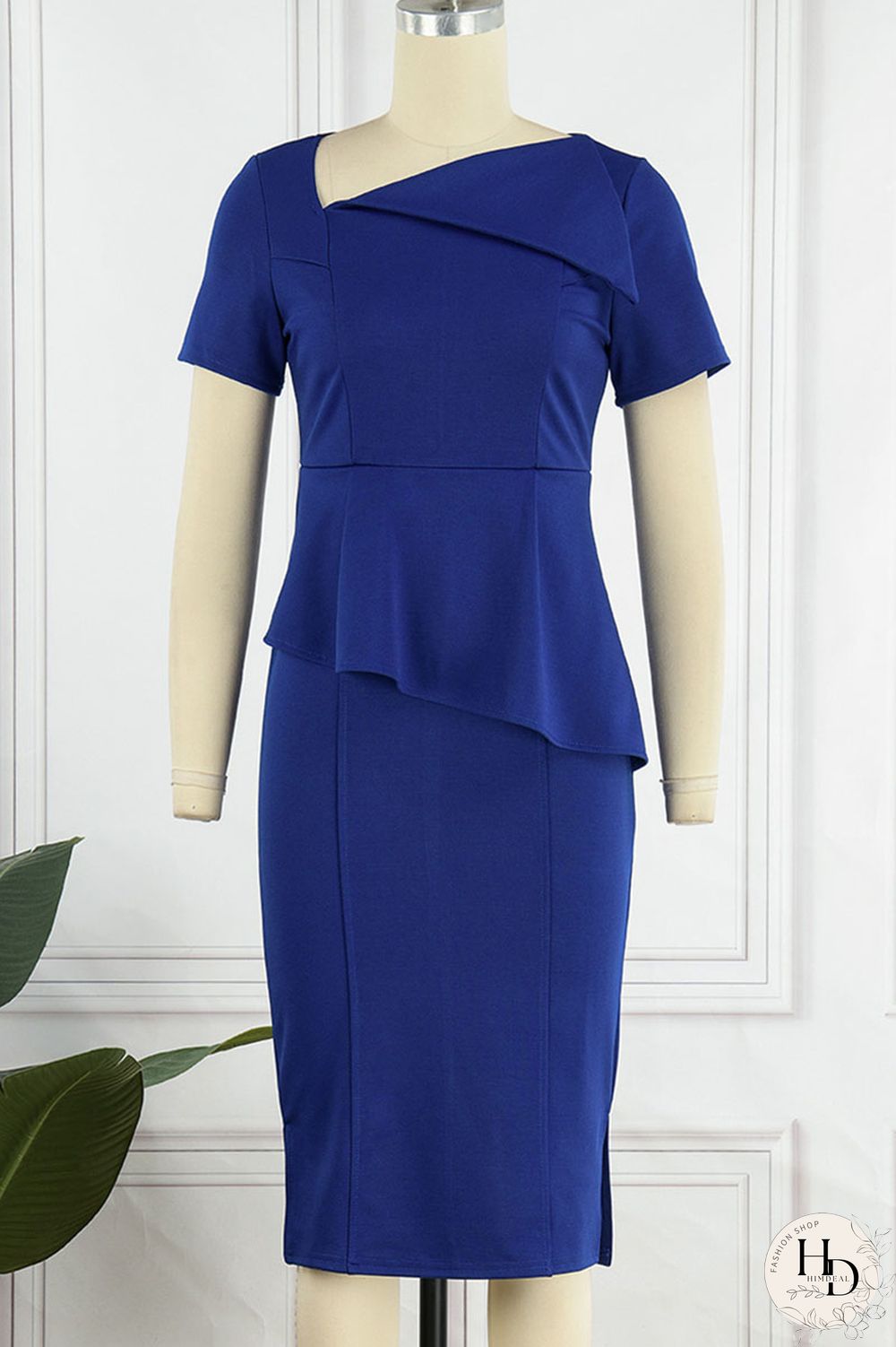 White Elegant Solid Patchwork Oblique Collar One Step Skirt Dresses