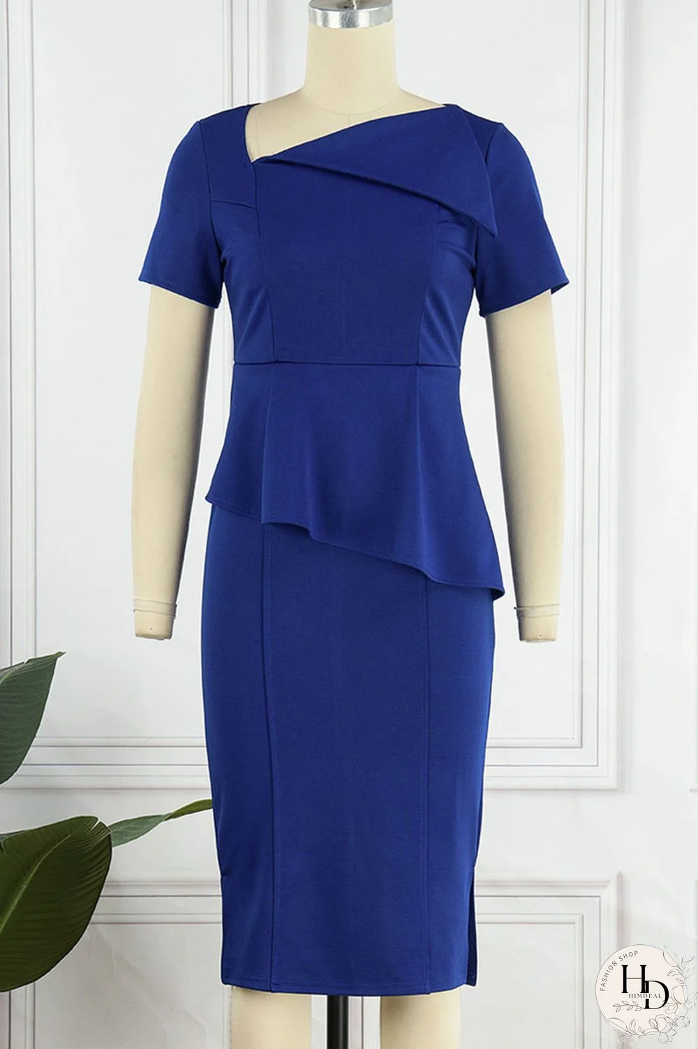 White Elegant Solid Patchwork Oblique Collar One Step Skirt Dresses