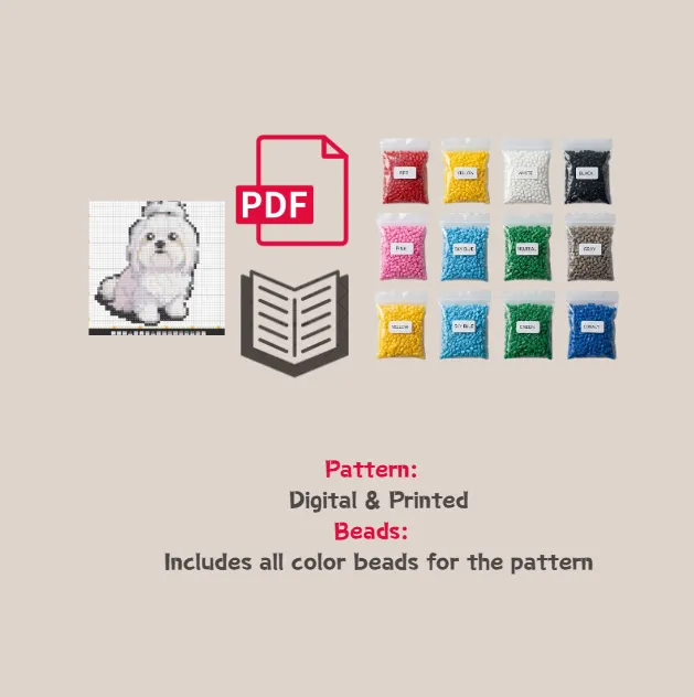 Maltese Pattern Fuse Bead Kit  | Cute DIY Fuse 1287 Beads Set