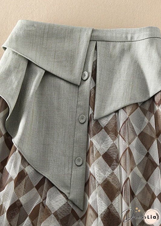 Plus Size Natural high waist Tulle Plaid Skirts Spring