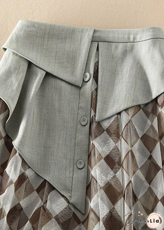 Plus Size Natural high waist Tulle Plaid Skirts Spring