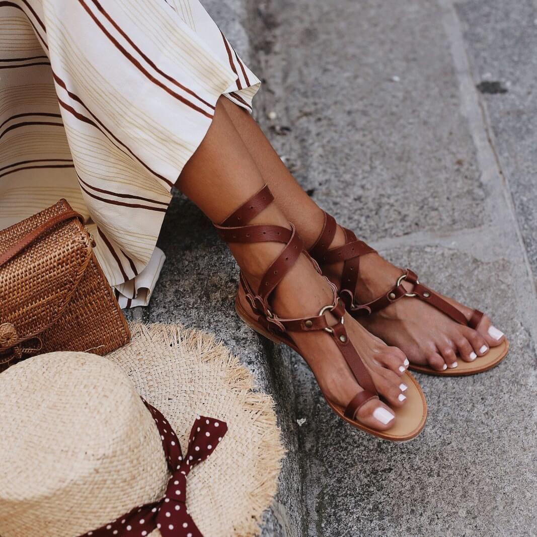 VCSHOES Bunions Flat Leather Slide Sandals