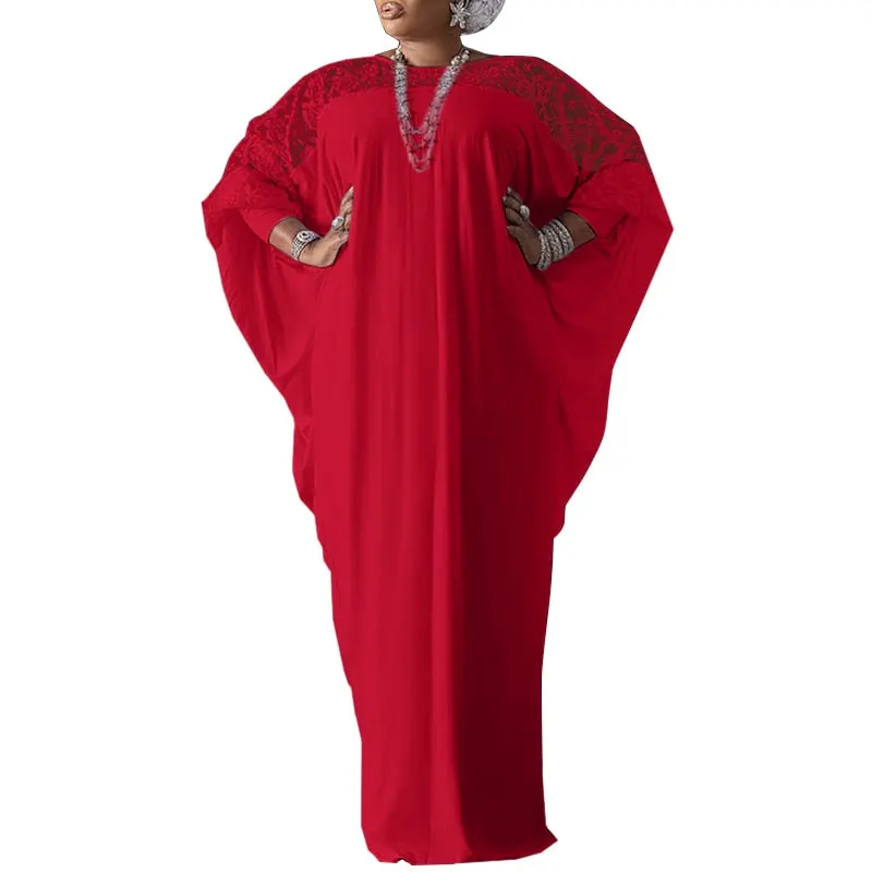 Summer Kaftan Dress Women Maxi Long Dress 2022 VONDA Long Sleeve Round Neck Solid Color Autumn Holiday Casual Vestido Femme