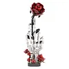 Gothic Floral Flower Model Set Eye-Catching Table Centerpiece Horror Skeleton Bouquet Building Set for Adults Kids Holiday Birthday Gift (Skull Hand Rose)