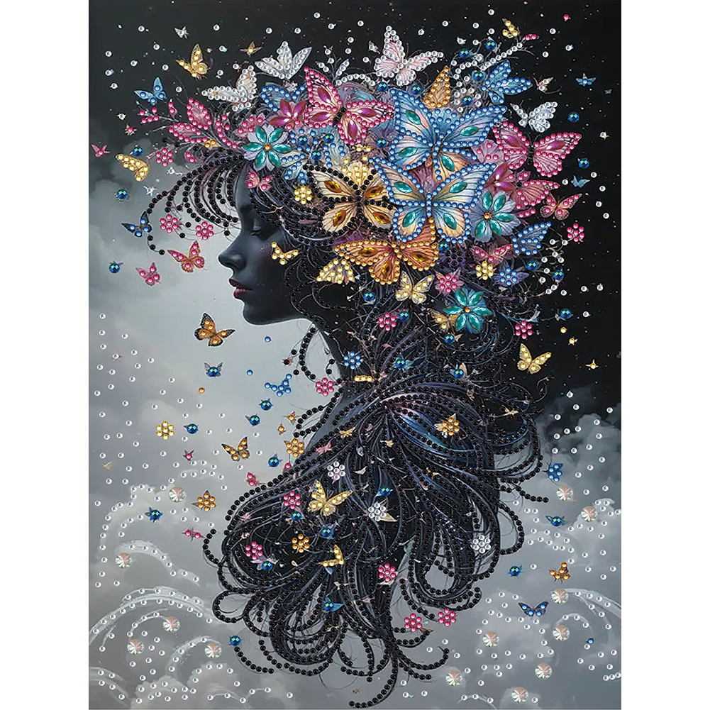 Butterfly Woman 30*40cm(canvas) special shaped drill diamond painting