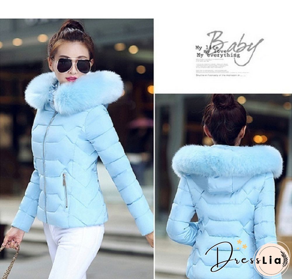 Fashion Women's Down&Parkas Cotton Jackets Female Cotton-Padded Winter Coat Large Fur Collar with Hoody Plus Size S-XXXL Parka