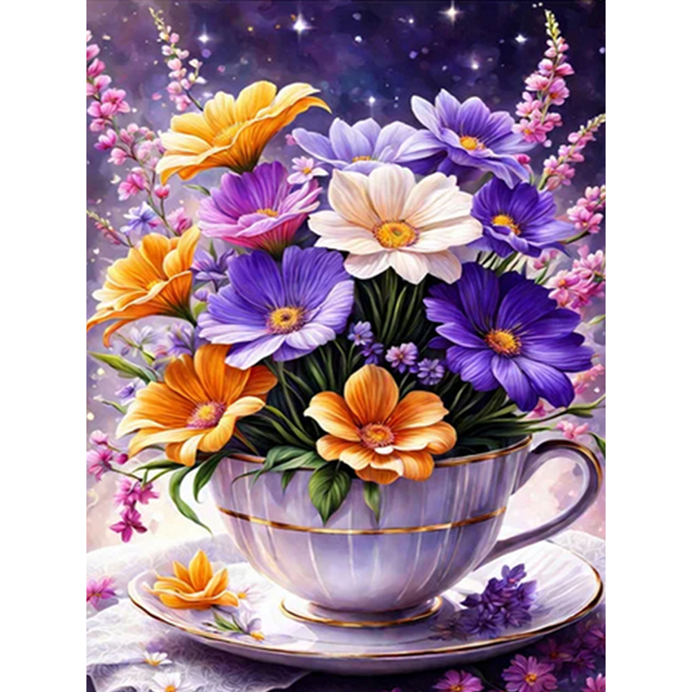 Porcelain Cup Bouquet 30*40cm(canvas) full round drill diamond painting