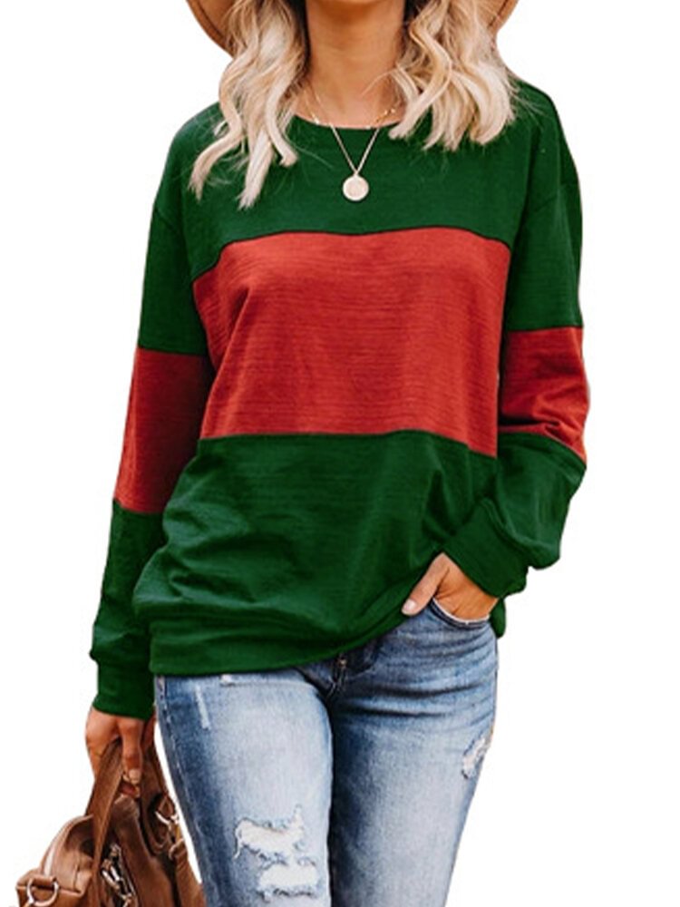 Casual Patch Crew Neck Long Sleeve Overhead T Shirt P1599586